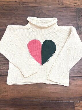 Coop Kids/Pink Chicken 2Y Roll-Neck Heart Sweater